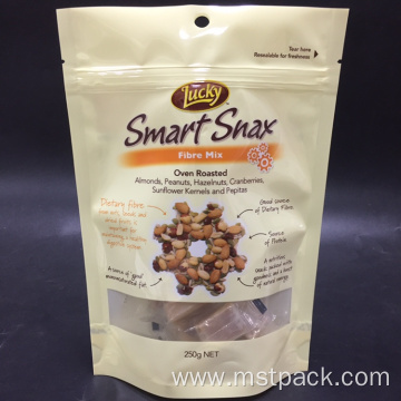 Plastic Stand Up Nuts Bag With Clear Windows